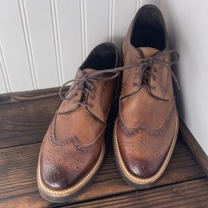 Martin Dingman Tuscan Saddle Brown Pebbled Leather Wingtip Oxfords